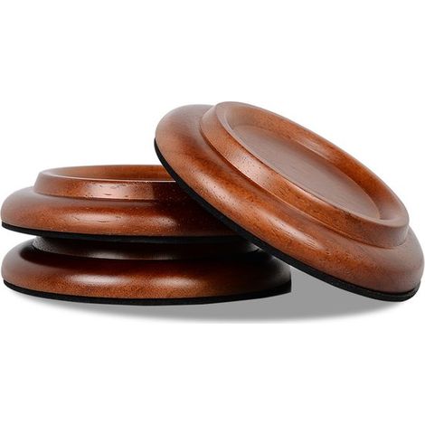 Protectores de suelo para piano, antideslizantes y con amortiguación de sonido para pianos verticales (color madera natural) - Paquete de 4 (1/5)