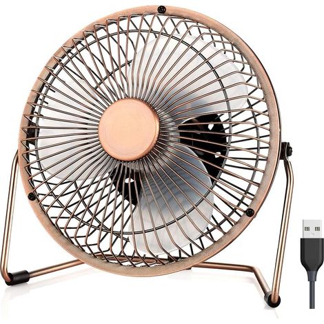 Ventilateur bureau USB 6 pouces, silencieux 2 vitesses rotation 360° métal vintage (1/5)