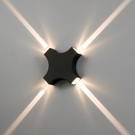 Applique murale LED d'intérieur et d'extérieur, 4W, étanche IP65, moderne, Design Original, lumière noire et blanche froide (1/3)