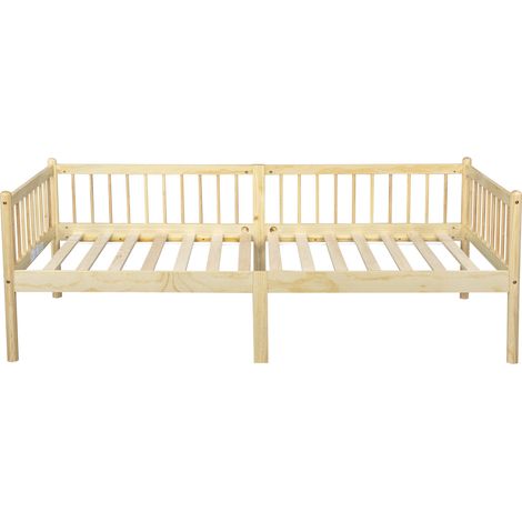 Cama nido de madera de pino 90 x 200 cm con 3 barreras y 14 láminas HOMVRA (1/5)