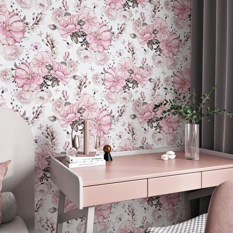 Papier Peint Adhesif Floral Rose Rouleau Adhésif Decoratif Pour Meuble Vinyle Adhésif Rose Pour Chambre Fille Revetement Adh[BI53] (1/5)
