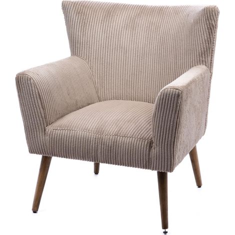 Amadeus - Fauteuil en velours côtelé beige Olaf (1/2)