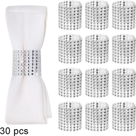 Lot de 30 ronds de serviette élégants et auto-adhésifs, parfaits pour la décoration de table, les mariages, les fêtes de Noël, les remises de diplômes et autres occasions. Dimensions : 13 x 4 cm, coul (1/5)