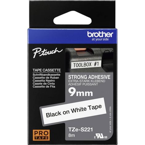 Brother TZe TZe-S221 Colore Nastro: Bianco Colore carattere:Nero 9 mm 8 m (1/5)