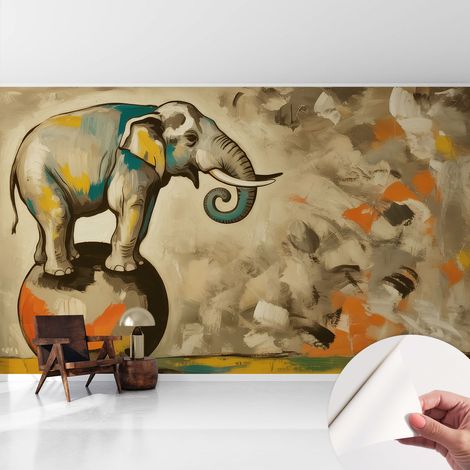 Fototapete Selbstklebend - trendige Wanddeko - Schlafzimmer - Wohnzimmer Abstrakter Elefant 416x254 cm (1/5)