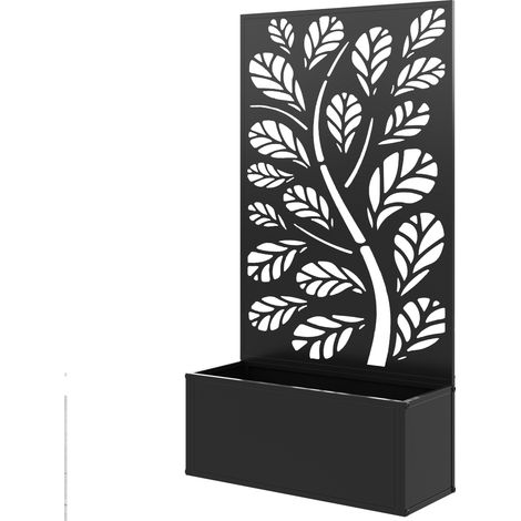 Jardinière avec brise-vue paravent treillis pour Plante Grimpante, bac à Fleurs - dim. 61L x 23l x 113H cm (1/5)