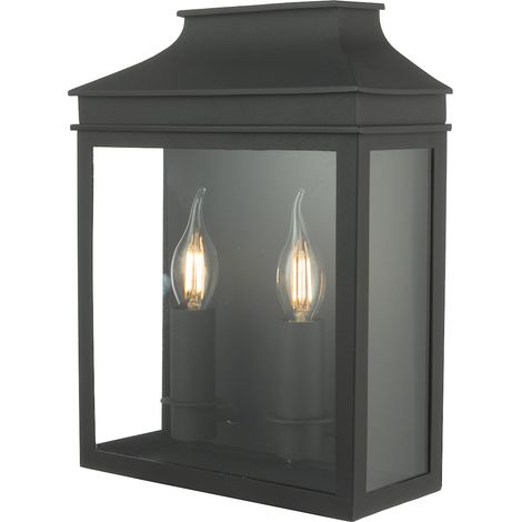 DAR VAPOUR - Lantern Coach Lantern Applique Murale Noir IP44, 2x E14 (1/5)