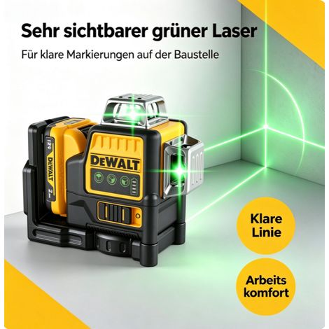 DeWalt DW089LG Grün Linienlaser hohe Sichtbarkeit, heller Laser, Komplettset mit Akku und Ladegerät (1/3)