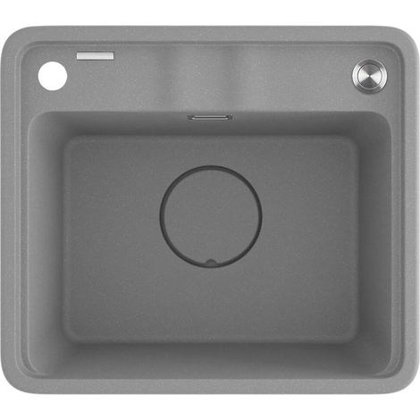 Évier de cuisine encastrable en granit avec 1 cuve 50 x 44 cm, gris métallisé - Mira