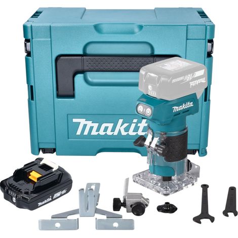 Fresadora de cantos sin cable Makita DRT 52 A1J 18 V 6 mm sin escobillas + 1x batería recargable 2,0 Ah + Makpac - sin cargador (1/5)