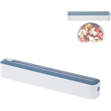 Scatola portaoggetti per taglierina per carta da forno/foglio di alluminio, multifunzionale, magnetica, regolabile, in plastica, 30 cm, 4 cm - blu, bianco (1/5)