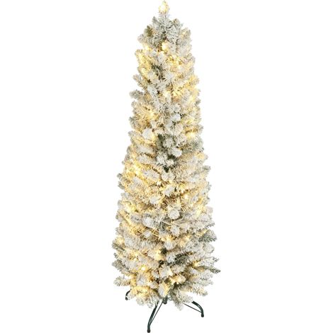 Sapin de Noel enneige 329 branches LED blanc Ø52x180 cm vert