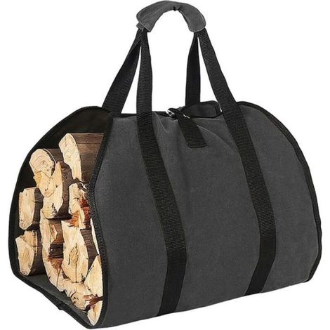 Sac À Bûches - Toile Robuste - Ouverture Latérale - 99,9 X 48,3 X 16,9 Cm - Pour Intérieur Extérieur Camping - 1 Pièce (1/4)