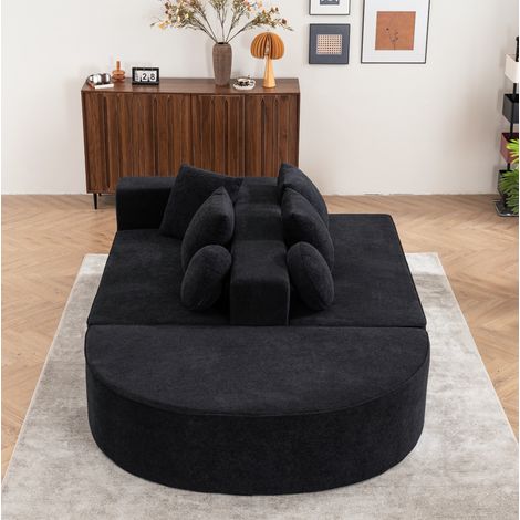 Modulares Sofa aus Chenille als Schlafsofa Schwarz OKMYHOME (1/5)