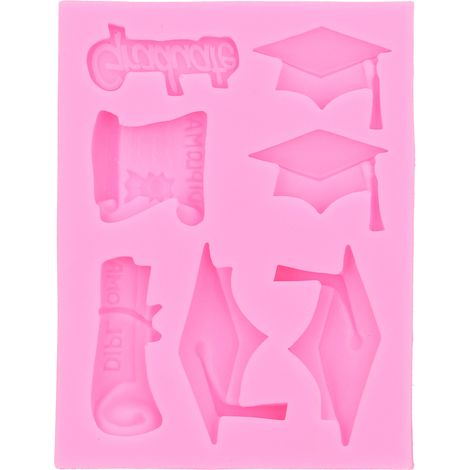 Moule en silicone DIY chapeau de bachelier pour fondant, chocolat, décoration de gâteau, ustensiles de cuisine rose (1/5)