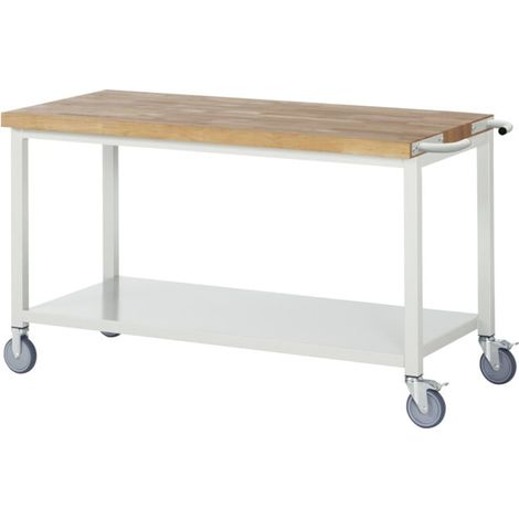 Établi mobile Rau avec tablette en tôle d'acier LxPxH 1500x700x880mm (1/5)