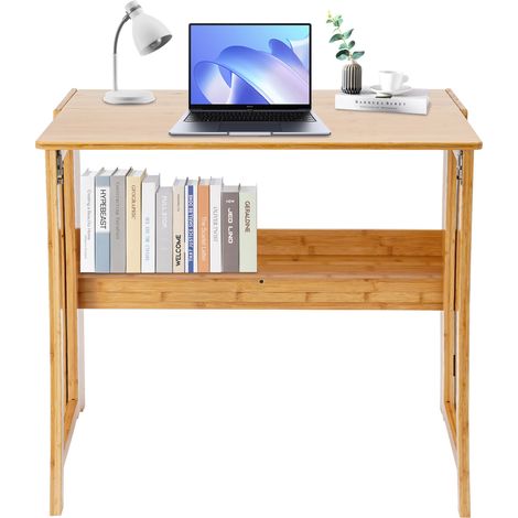 Table de Bureau Pliante Bureau Informatique Pliable Petit Table d'Ordinateur pour Bureau Domicile 83 x 54 x 76 cm - Couleur Bois