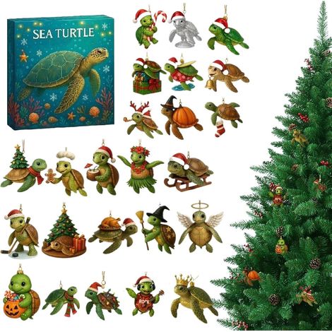 Calendrier de l'Avent de Noël avec tortues marines (24 jours) - Décoration acrylique 2D (1/5)