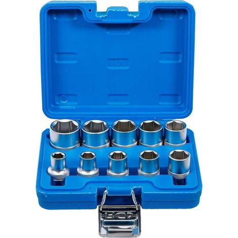 Jeu de Douilles Six Pans 12,5 mm (1/2) - 10 pcs - Acier Résistant - Polyvalence et Durabilité - D-Work