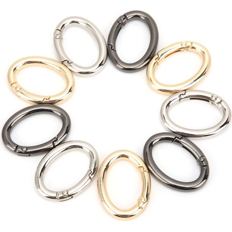 9Pcs Spring Ring Buckle 0‑Shaped Oval Open Bag Chain Hardware DIY Accessories 3 ColorsS (1/5)