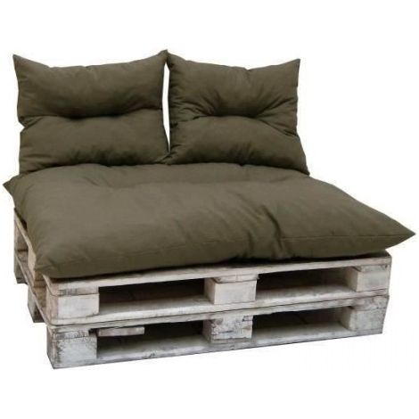 Kit palette classic - Matelas taupe + 2 coussins dossier - JARDIN PRIVE (1/2)