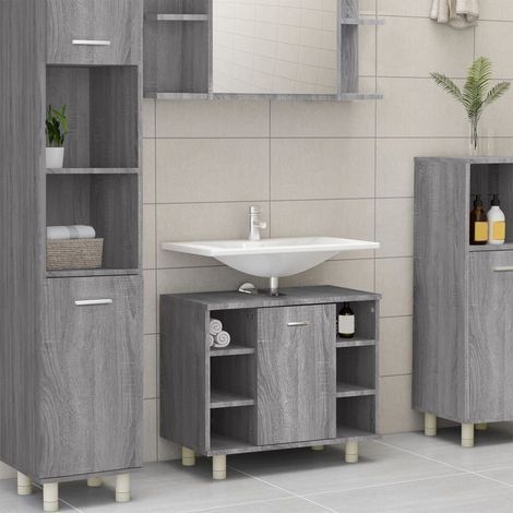 Armoire de bain  Meuble de salle de bain Sonoma gris 60x32x53,5 cm Bois d'ingénierie 45953 (1/5)