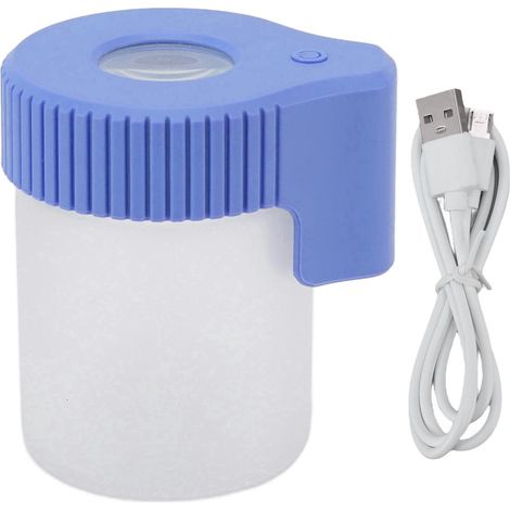 Bocal loupe LED 8X, bocal de visualisation grossissant, coque en verre, étanche aux odeurs, récipient de rangement LED pour tabac et herbes, bleu
