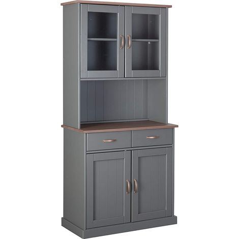 Credenza 4 Ante e 2 Cassetti Bianco e Marrone in Pino Massello 131x45x181 (1/6)