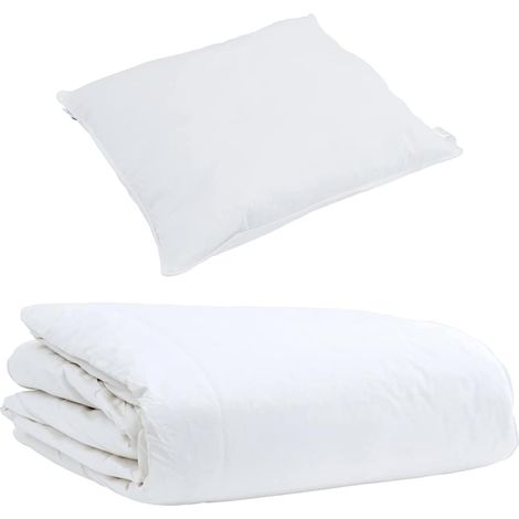 Duvet d'été simple avec oreiller 2 pcs,Couette Blanc Plume de canard CFW13516 (1/5)