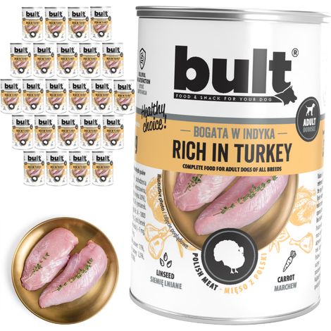 Alimento húmedo para perros BULT sabor pavo, lata de 24 x 400 g (1/2)