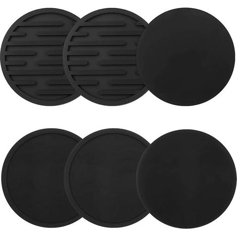Silikon-Untersetzer - - Untersetzer - - Barmatte - (schwarz) (1/5)