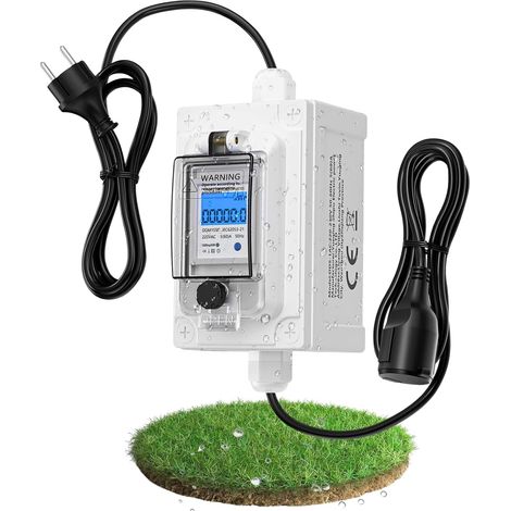 Compteur électrique numérique mobile 230 V, moniteur de consommation d'électricité avec prise industrielle et câble en caoutchouc, moniteur d'énergie portable étanche IP67 (1/5)
