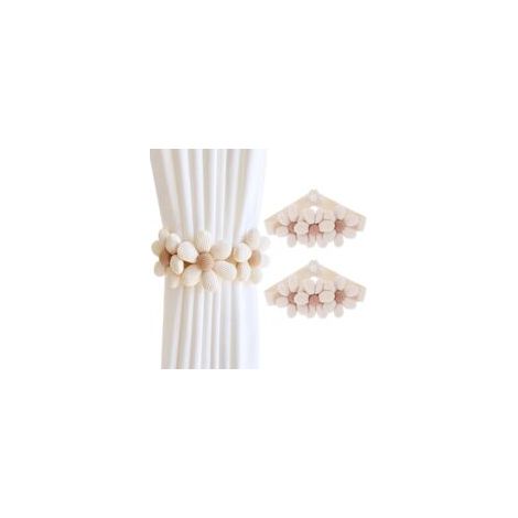 Sujetadores de cortina de 2 piezas, diseño de flor beige, ajustables, ideales para la decoración de salas de estar, oficinas y dormitorios - Crezuo