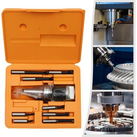 MK2 M10 Lot de 9 têtes de forage Ø 50 mm avec tige ennuyeuse de différentes tailles avec boîte de rangement F1-12 50 mm pour fraiseuse perceuse (1/5)