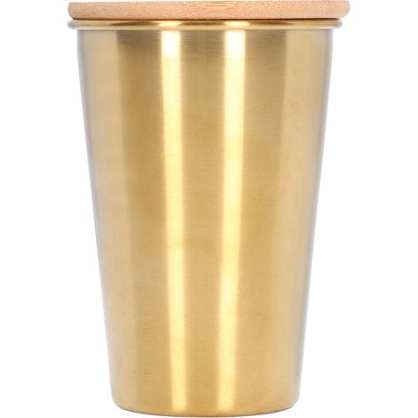 Tasse à bière en acier inoxydable 500ML avec couvercle, idéale pour extérieur, maison et fêtes, couleur or
