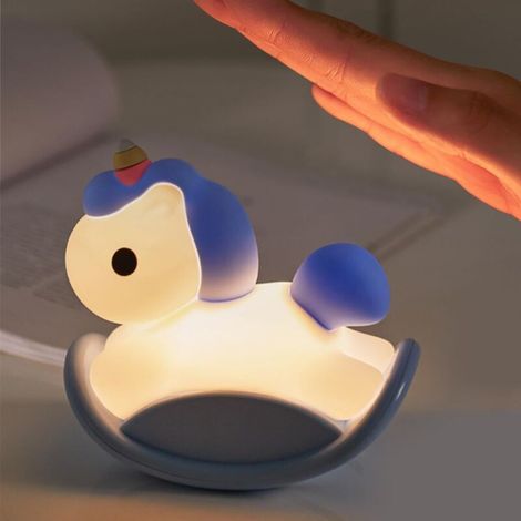 Nachtlicht für Kinder, niedliches Einhorn-Nachtlicht, Tier-Nachtlicht für Jungen und Mädchen, Schokoladen-Nachtlicht für Baby- und Kleinkinderzimmer, blaue Nachttischlampe (1/5)