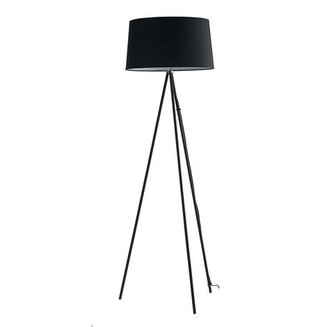 "Piantana MARILYN in metallo nero con paralume in cotone"