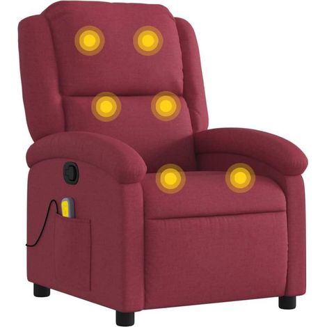 Massagesessel mit Vibrationsfunktion, verstellbare Rückenlehne, Stoff Weinrot (1/5)