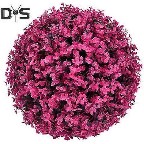 Boules de gazon artificiel, fausses plantes topiaires, boules de plantes artificielles réalistes pour la décoration intérieure et extérieure de mariages, d'anniversaires et de fêtes.25 cm rouge violac (1/5)