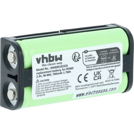 vhbw Replacement Battery compatible with Sony MDR-RF810, MDR-RF810RK, MDR-RF811 Wireless Headset Headphones (700mAh, 2.4V, NiMH)