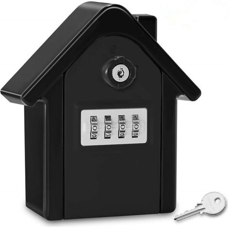 Boite a Cle Securisee Mural Boite a Clé avec Code Numérique & Clés d'urgence, Grand Key Safe Box Format XL Coffre a Clef Extérieur pour Maison, Bureau, Usine, Garages (Noir), (1/5)