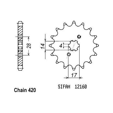 Pignon Derbi 50 2000-2005 - 420 - 12 Dents - Similaire JTF1127