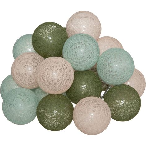 Guirlande lumineuse 20 LED boules en coton D 6 cm – Longueur 435 cm – Multicolore pour décoration intérieure – Atmosphera