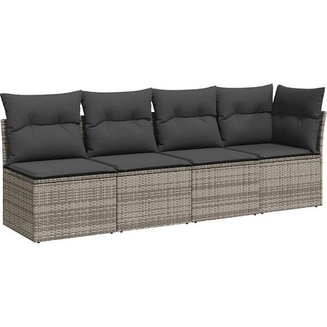 Maison Exclusive - Divano da Giardino con Cuscini 4 Posti Grigio in Polyrattan