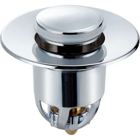 1 Bouchon de vidange universel, acier inoxydable et cuivre, système push, 34-40 mm, pour évier et baignoire (1/5)
