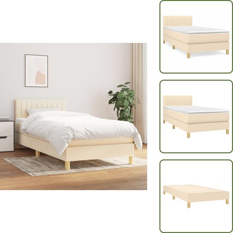 Boxspringbett mit Matratze Creme 100x200 cm Stoff - Boxspringbett - Doppelbett - Cremefarbenes Bett - Bettrahmen - Matratze (1/5)