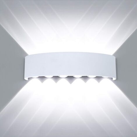 Pr Moderne Imperméable Lampe Murale LED Applique Murale Up Down Aluminium Lèche-murs LED Intérieur Extérieur pour Salle de Bains Chambre à Coucher Couloir Salon Porche Escalier, 12W Blanc (1/3)