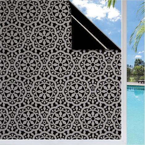Film de confidentialité pour fenêtre de à motifs autocollant décoratif en vinyle opaque givré 44,5 x 200 cm Noir (1/5)