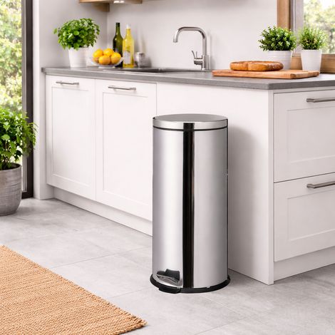 Edelstahl Mülleimer / Treteimer 30L-C88000180-Edelstahl (1/3)
