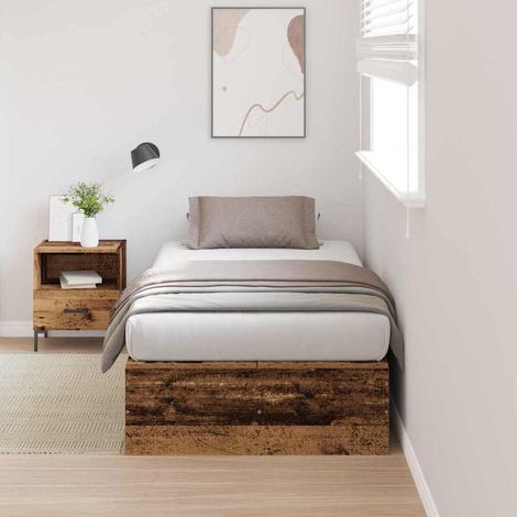 Aufbewahrungsbettgestell Altholz 70 x 190 cm Holzwerkstoff